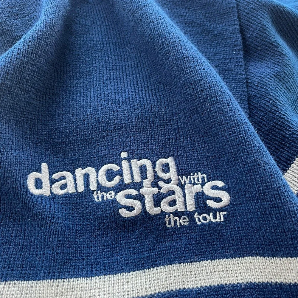 Dancing with the Stars The Tour Navy Blue Stripe Embroidered Knit Scarf DWTS 58